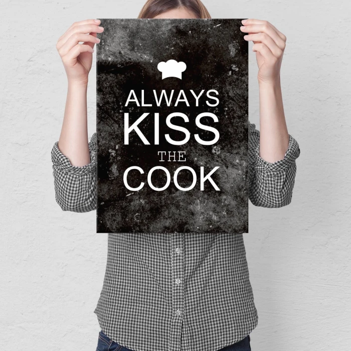 Plakat metalowy Kiss the cook black Prezent