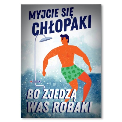 Plakat metalowy Myjcie się Prezent