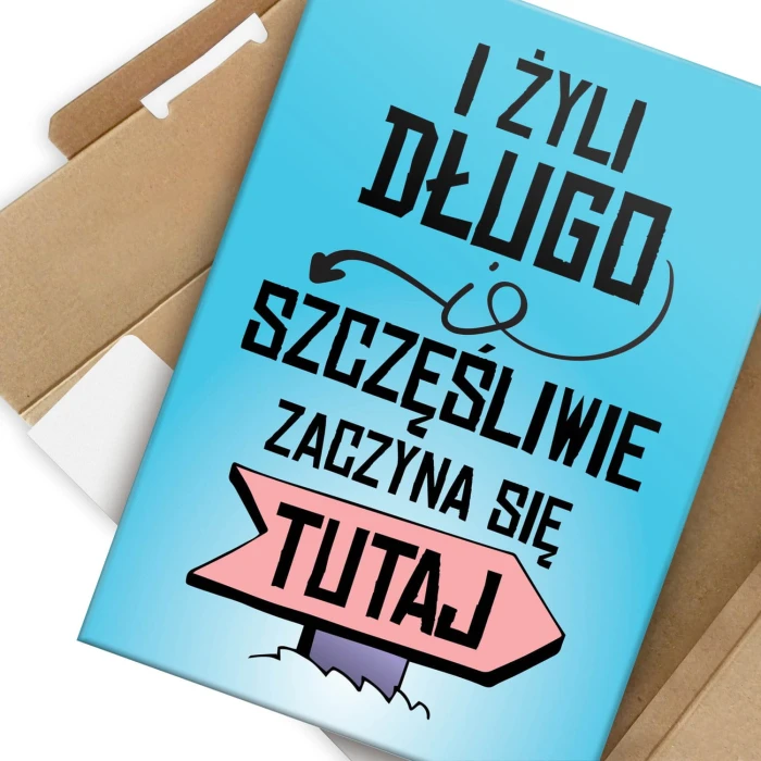 Plakat metalowy Żyli długo i szczęśliwie Prezent
