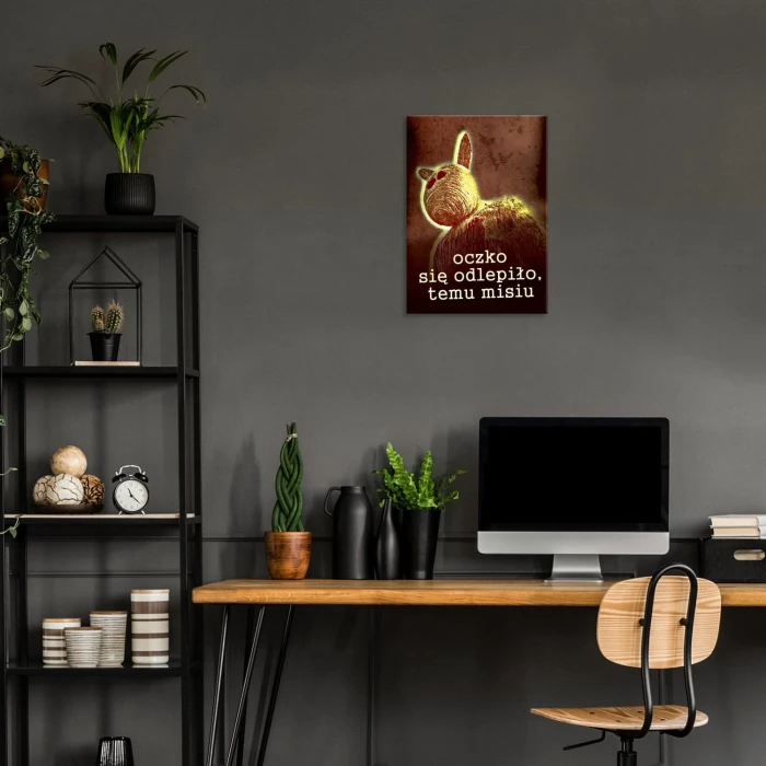 Plakat metalowy Oczko się odlepiło Miś Prezent