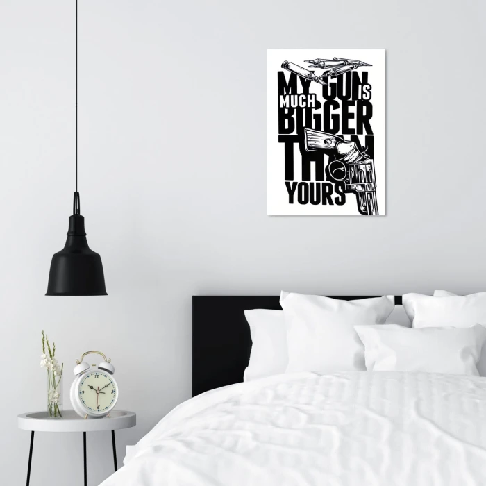 Plakat metalowy My gun is bigger Prezent