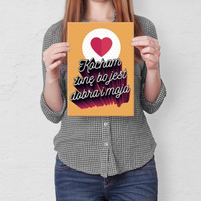 Plakat metalowy Kocham żonę Prezent