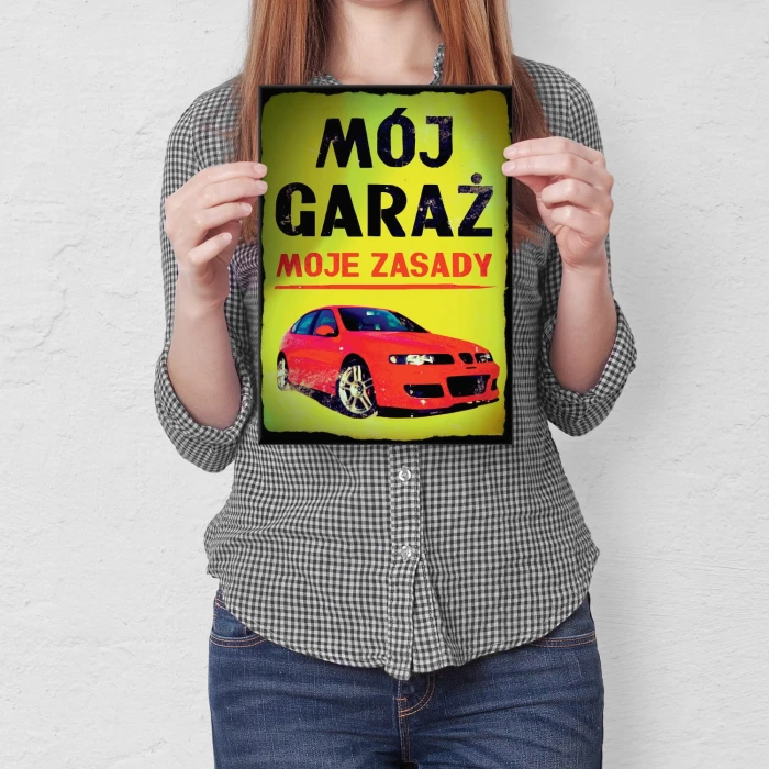 Plakat metalowy Mój garaż Seat Prezent